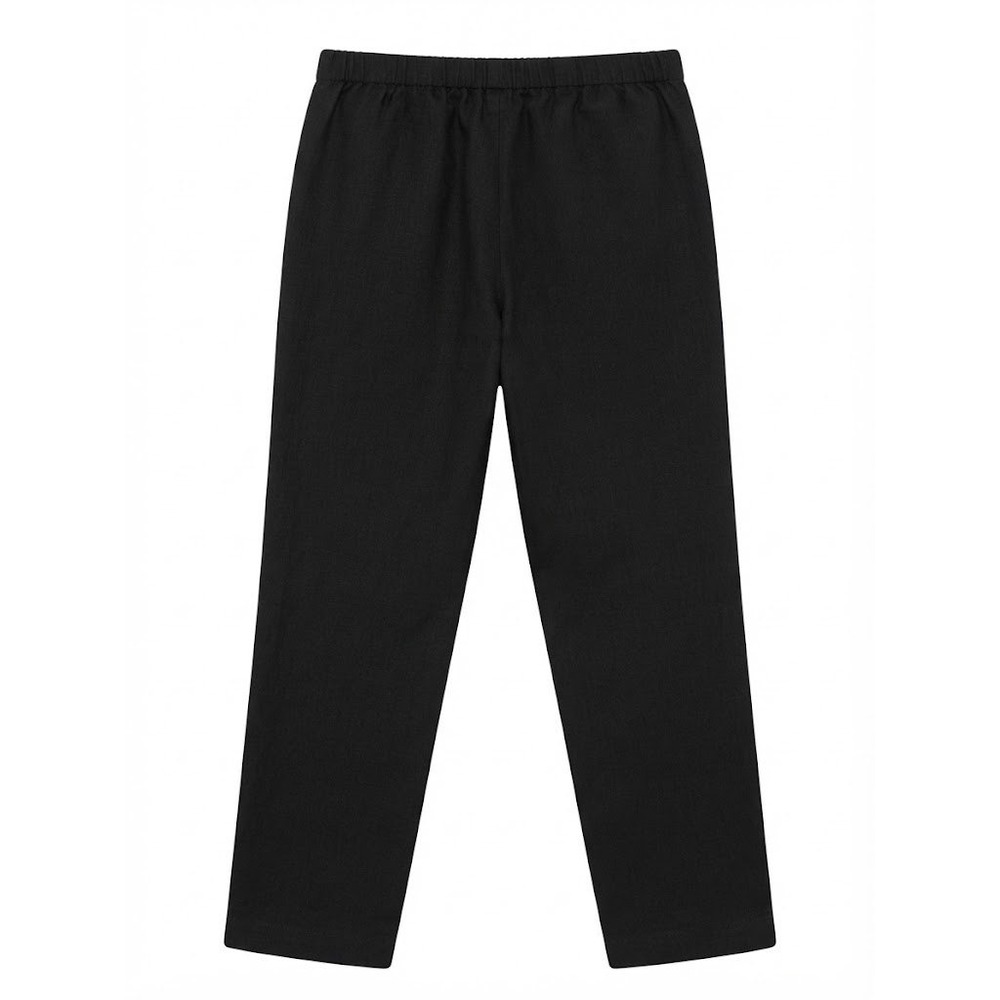 Eileen Fisher Black Organic Linen Blend Straight Leg Pants Small Classic